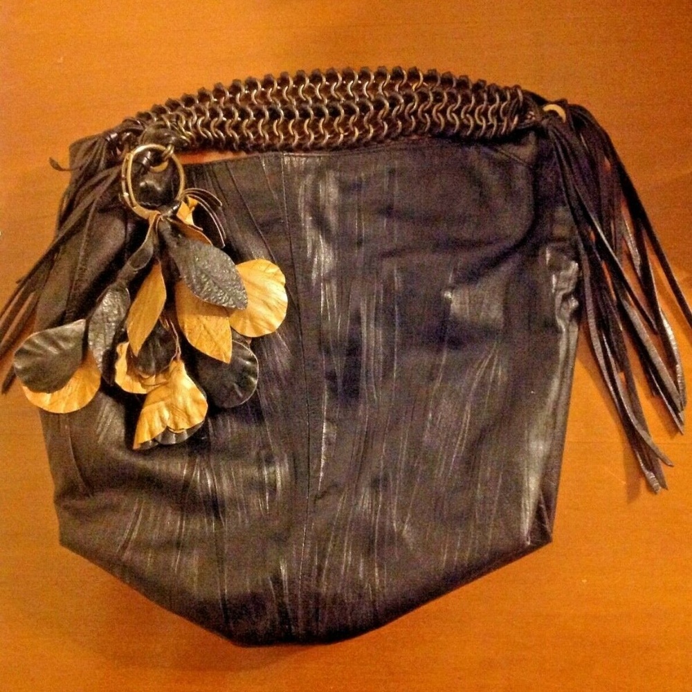 Elisa Atheniense Leather Black Purse Handbag
